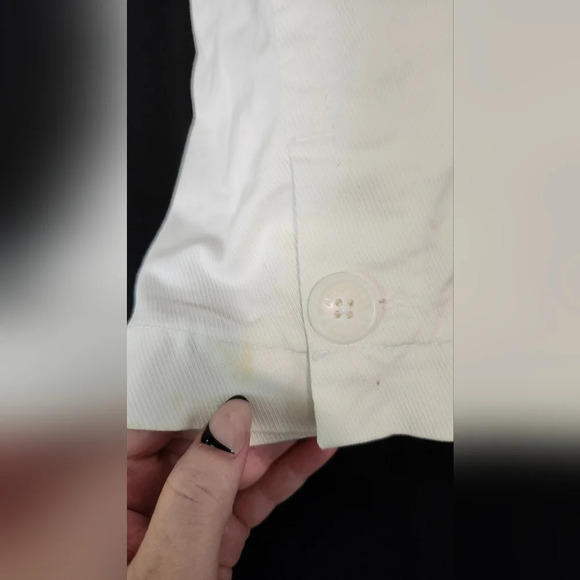 American Eagle Womens Denim Blazer Jacket Size M White Single Button Retro - Picture 3 of 11